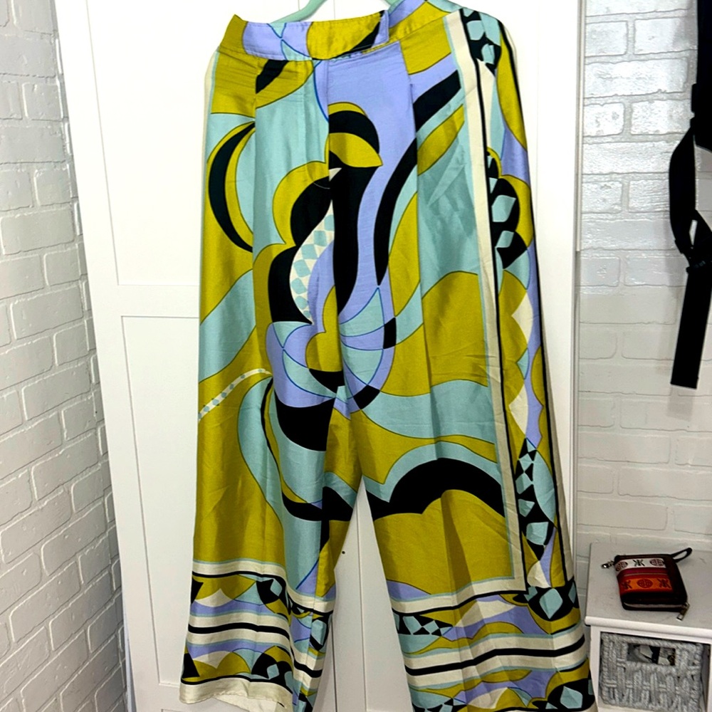 ZARA PRINTED PALAZZO TROUSERS HIGH WAIST size large